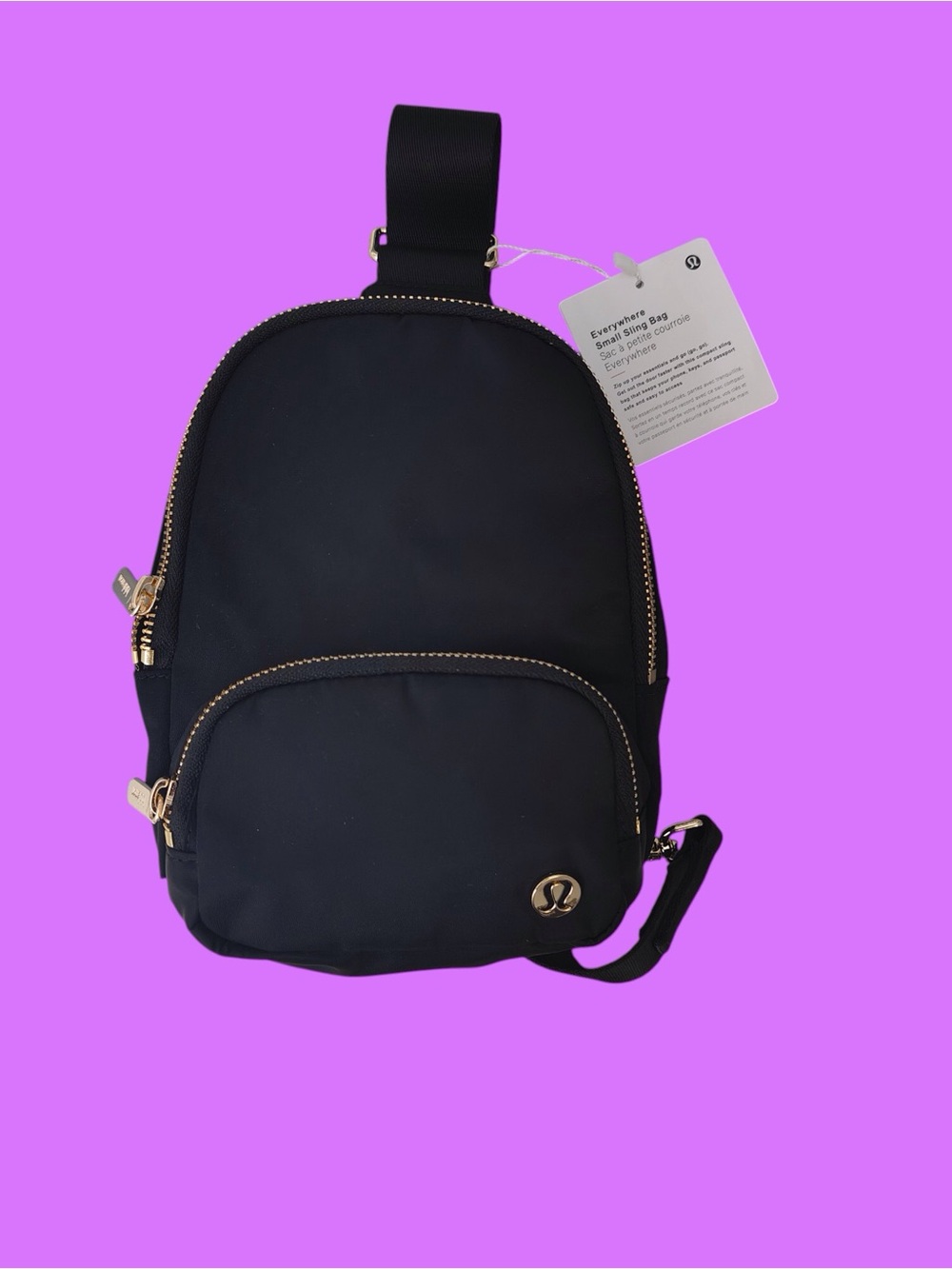 🧁lululemon athletica Black Crossbody Sling with Gold Hardware